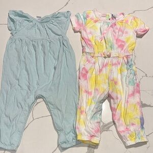 Two Old Navy Baby Girl Toddler Short Sleeve Jumpsuits 18-24M